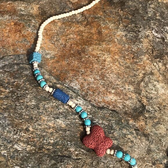 Multi Color Lava Butterfly Necklace - Picture 4 of 8